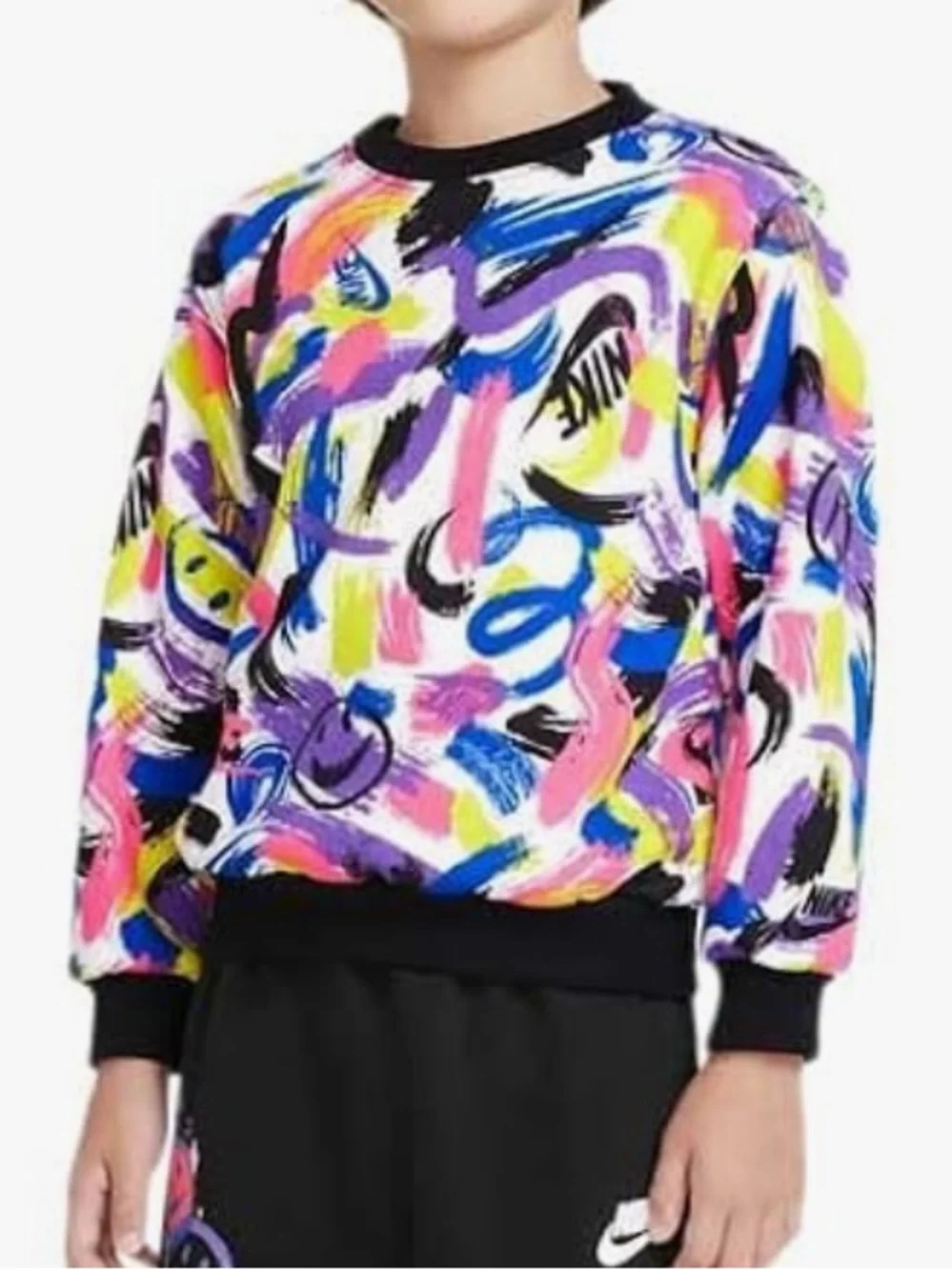 Nike Neon Brushstroke Graphic Crewneck Sweatshirt Size 6 /M
